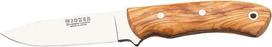 "Joker Bushcraft" peilis Pantera CO17 Olive Wood Handle Belt Knife su 3,75" MOVA plieno ašmenimis, rudu odiniu dėklu, skirtas žvejybai, medžioklei, stovyklavimui ir žygiams