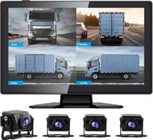 "Junsun" galinio vaizdo kamera 4 kameros su 10,1 colio padalytu ekranu HD atbulinės eigos monitoriumi automobiliui, sunkvežimiui, autobusui ir kemperiui, atbulinės eigos asistentas, prietaisų skydelio kamera ir naktinio matymo funkcija