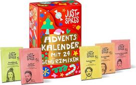 "Just Spices" mažasis prieskonių advento kalendorius 2025, 24 prieskonių mišiniai pavyzdžių formatu, su 24 suderintais ir universaliais gruodžio mėnesio receptais, taip pat puikiai tinka kaip dovana