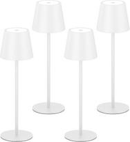 "K-Bright" 4 LED apšvietimo lempučių su akumuliatoriumi pakuotė, belaidė, įkraunama 2700 K šiltos šviesos LED stalinė lempa, stalinė lempa su USB-C, atspari vandeniui, IP54, balta