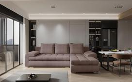 "Kaiser Möbel" - kampinė sofa su miego funkcija ir lovos dėže - "Tomi" sofa svetainei - L formos gyvenamasis kraštovaizdis - "Boucle" apmušalų audinys "Abriamo" - 150 x 237 x 85 cm - rausva