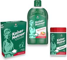 "Kaiser Natron" pasiūlymas namų ūkiui | Natrio milteliai 250 g + natrio sodos tabletės 100 g + natrio sodos ploviklis 500 ml | virtuvei ir namų ūkiui, dideliam valymui + Zama4Zingo kortelė