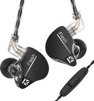 "keephifi Kbear IEM Flash 1BA+1DD ausinės, "HiFi" ausinių monitorius su CNC dangteliu, 10 mm dinaminis garsiakalbis, nuimamas laidas (juodas, su mikro)