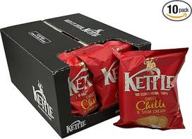 "Kettle Chips" saldžiosios aitriosios paprikos ir grietinės rankomis kepti "Kettle Chips" traškučiai 10 x 130g