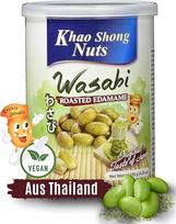 "Khao Shong" - skrudinti edamame su vasabi - skrudintos sojų pupelių sėklos su vasabi skoniu - užkandžiai, riešutai ir žemės riešutai iš Tailando - 1 x 120g