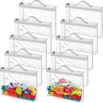 "Kigift" 10 didelių skaidrių PVC žaislų laikymo maišelių su užtrauktuku, 33 x 31 x 8 cm, vandeniui atsparių ir daugkartinio naudojimo žaislų organizatorių pakuotė