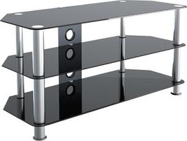 "King" universalus juodo stiklo 100 cm ilgio televizoriaus stovas, tinkamas iki 50" colių HD plazminiams LCD LED OLED išlenktiems televizoriams