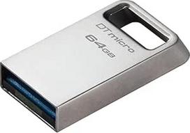 "Kingston DataTraveler Micro USB atmintinė 64GB 200MB/s Metal USB 3.2 Gen 1 - DTMC3G2/64GB, sidabrinė