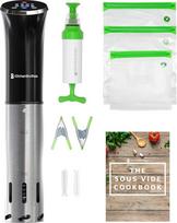 "KitchenBrothers Sous Vide Garer" - "Sous Vide" lazdelė - "Sous Vide" strypas - "Sous Vide" rinkinys - "Suvit Garer" - "Suvide Garer" - nuo 0 iki 95 °C, reguliuojama pro 0,2 °C - laikmačio funkcija - signalas - 1200 W