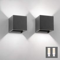 "Klighten" 2 sieniniai šviestuvai vidaus / lauko modernaus dizaino, 9 W LED sieninis šviestuvas su keičiama G9 LED lempa, IP54 vandeniui atsparūs lauko sieniniai šviestuvai, 6000 K, šaltai balta, tamsiai pilka