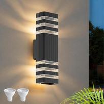 "Klighten" lauko šviestuvas Sieninis IP65 lauko šviestuvas GU10 aukštyn žemyn 3000 K LED sieninis šviestuvas Lauko šviestuvas Lauko apšvietimas Garažas ir koridorius Juoda