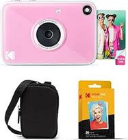 "Kodak Printomatic+" momentinio skaitmeninio fotoaparato pradinis rinkinys su dėklu ir 20 cinko fotopopierių - 10 MP RGB LED spalvotų nuotraukų - rožinis