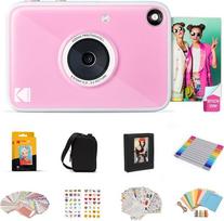 "Kodak Printomatic+" momentinių nuotraukų skaitmeninio fotoaparato dovanų rinkinys su krepšeliu, 20 cinko 2x3 nuotraukų popieriumi, albumu, lipdukais, rėmeliais ir žymekliais - rožinis