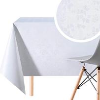 "KP HOME" Nuvaloma PVC staltiesė Stačiakampio formos 250 x 140 cm Vandeniui atspari aliejinė staltiesė Valgomojo stalo staltiesė Lengvai prižiūrima, patvari ir daugkartinio naudojimo, idealiai tinka naudoti lauke Elegantiška paprasta balta spalva