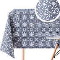 "KP HOME" Staltiesė su alyva PVC staltiesė Retro gėlių dizainas, išblukusi tamsiai mėlyna Stačiakampio formos 300 x 140 cm vinilinė staltiesė su alyva Lengvai valoma, vandeniui atspari plastikinė staltiesė su vašku Lengva priežiūra, valoma šluostant