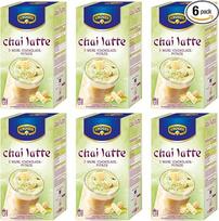 "Krüger Chai Latte" tipo baltojo šokolado su pistacijomis 6 x 250 g (1,5 kg) | Kreminio tirpiųjų gėrimų milteliai | Saldus riešutų skonis | Mėgaukitės karštu ir šaltu vandeniu | Laikymo pakuotė