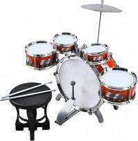 "KRUZZEL" vaikiški būgnai 5 dalių nuo 3 metų - pilnas būgnų rinkinys su taburete, lėkštėmis ir lazdelėmis mažiesiems muzikos gerbėjams - vaikiškas būgnų rinkinys - realistiškas vaikiškas būgnų rinkinys 22464