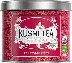 "Kusmi Tea" - Keturių raudonųjų vaisių - ekologiška juodoji arbata su braškių, aviečių, raudonųjų serbentų ir vyšnių skoniu - biri arbata - 100 g metalinė skardinė - kiekis maždaug 50 puodelių