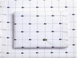 "Lacoste Slice" 4 dalių paklodžių rinkinys, 100 % medvilnės perkalas, vėsus, trapus, matinis ir patvarus, "Oeko-Tex" sertifikuotas, su spauda, margas, karalienės dydis