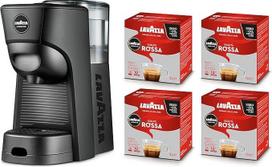 "Lavazza", "A Modo Mio Tiny Eco Black" kavos aparatas su 64 kapsulėmis "Red Quality", espreso aparatas pagamintas iš perdirbto plastiko, 1450 W, 220-240 V, 50/60 Hz, 0,6 l