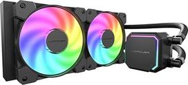 "LC-Power LC-CC-240-B-ARGB" - "JetFlow" serija - kompiuterio CPU aušinimas vandeniu - 240 mm AIO - AMD AM4 ir AM5, "Intel LGA1851, LGA1700 ir 1200/115X/2066, 2x 120 mm "Calma ARGB" ventiliatoriai