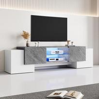 "Lcoho" paprasta baltos ir pilkos spalvų TV spintelė, žemų lentų TV spintelė, tinkanti svetainės TV spintelėms su 60/65/70 colių televizoriais, 180 x 40 x 46,5 cm