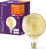 "LEDVANCE" išmanioji LED lempa su "ZigBee" technologija, skirta E27 lizdui, aukso spalvos stiklas, šiltai balta (2400K), 680 liumenų, pakeičianti įprastas 52 W lemputes, išmanioji, reguliuojama, 4 vnt.