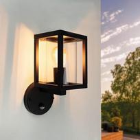 "Ledvion" - LED sieninis šviestuvas su jutikliu, E27 lizdas, IP44, juodas, lauko šviestuvas, lauko apšvietimas