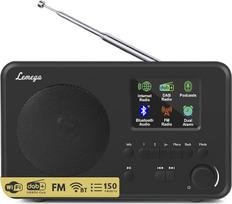 "LEMEGA IR1S" internetinis radijas su "Podcast" funkcija ir "Bluetooth" - DAB/DAB+, FM radijas, 150 stočių atmintis, radijo žadintuvas, kompaktiškas virtuvės radijas su spalvotu ekranu, maitinamas iš tinklo arba akumuliatoriumi, juodas