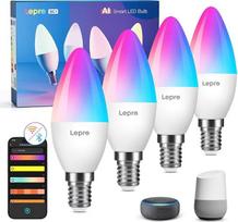 "Lepro Smart E14 LED BC1 C37", personalizuotas dirbtinio intelekto šviesos dizaineris, 4,9W 470LM RGB+CCT, reguliuojamas apšvietimas, suderinamas su "Alexa" / "Google", muzikos sinchronizavimas, "WiFi" ir "Bluetooth", dirbtinio intelekto aplinkos apšvieti