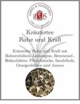 "Lerbs & Hagedorn", žolelių arbata "Ramybė ir galia" 250 g (apie 21 litrą) Pupelių ankštys, citrinžolė, dilgėlė, beržo lapai, persikų gabalėliai