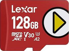 "Lexar Play Micro SD" kortelė 128GB, microSDXC UHS-I, iki 205MB/s skaitymo, 140MB/s rašymo, 10 klasė, U3, V30, A2, 4K vaizdo įrašas, greitaeigė kortelė, skirta perjungikliams, nešiojamiesiems žaidimų įrenginiams ir išmaniesiems telefonams
