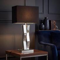 "Licht-Erlebnisse" naktinė lempa Miegamasis E27 su kabeliniu jungikliu, medžiaginis atspalvis, veidrodinis stiklas, 60 cm, modernus elegantiškas, suderinamas su LED, stalinė lempa, svetainė