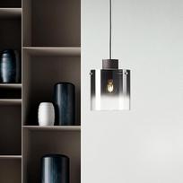 "Lightbox" pakabinamas šviestuvas - pakabinamas šviestuvas su dūminiu stiklu juodos spalvos valgomojo stalui, virtuvei ir svetainei - pakabinamas šviestuvas be E27 LED