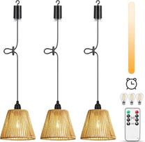 "Lightess" 3 x pakabuko žibintai Baterijos pakabinamas šviestuvas su baterija Dimmable su nuotolinio valdymo pulteliu Boho Lampshade IP65 pakabinama šviesa be maitinimo jungties Nešiojamas vidaus lauko sodo patio miegamasis