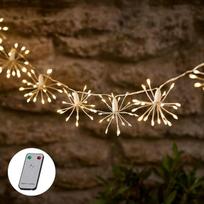 "Lights4fun" 200 LED "Starburst" saulės pasakų žibintai su nuotolinio valdymo pulteliu USB įkraunami saulės pasakų žibintai Šiltai balti saulės žibintai, skirti naudoti lauke