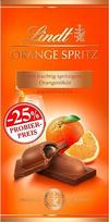 "Lindt" šokoladas, "Alcohol Orange Spritz Bar Promotion", 100 g, švelnus pieniškas šokoladas su išskirtiniu vaisinio, pikantiško apelsinų likerio įdaru, šokolado plytelė
