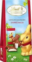 "Lindt" šokoladiniai auksiniai zuikučiai, 80 g, pilno pieno šokoladas, triušio formos, užpildytas dvigubu pienu, velykinis šokoladas, šokoladinis zuikis