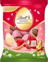 "Lindt" šokoladiniai aviečių panakotos kiaušiniai 90 g Pieniško šokolado kiaušiniai su vaisiniu aviečių panakotos įdaru Velykų kiaušiniai Puikus velykinis šokoladas, kuriuo galima dalytis ir mėgautis