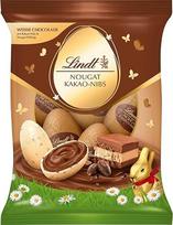 "Lindt" šokoladiniai kiaušiniai su kakavos riešutais, 90 g maišelis, baltojo šokolado kiaušiniai su lazdyno riešutų kremu, velykinis šokoladas, šokoladinė dovana, velykiniai kiaušiniai, šokoladiniai kiaušiniai