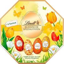 "Lindt" šokolado "Classic Specialities" kiaušiniai | 144 g | Pieniški kiaušiniai su alkoholiu ir be jo (Marc de Champagne, Nougat, Cresta, Vanilinis triufelis) | Velykų šokolado dovana | Velykų kiaušiniai