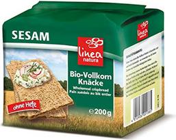 "Linea Natura" Ekologiška sezamų viso grūdo traškučių duona, ekologiška, kepta be mielių, 200 g