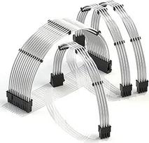 "Linkup" - 30 cm maitinimo kabelio ilgintuvas, 18AWG vario be deguonies teflono apvalkalas, pritaikytas modifikacijos GPU kompiuterio su šukomis rinkinys┃1 X 24 P (20+4)┃1 X 8 P (4+4) CPU┃2 X 8 P (6+2) GPU rinkinys┃300 mm - Sidabrinis
