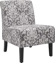 "Linon" pilka damaskinė akcentinė kėdė "Coco Chair", medžio masyvas, pušis, kietmedis, pilka, 22,5" plotis x 30" gylis x 33" aukštis