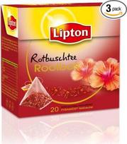 "Lipton Rooibos" raudonojo krūmo arbata su hibisko žiedais (piramidiniai arbatos maišeliai), 3 pakuotės (3 x 20 arbatos maišelių)