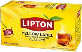 "Lipton Yellow Label" juodoji arbata su rankomis rinktais juodosios arbatos lapais, augalinės kilmės, atskirai supakuoti arbatos maišeliai, sertifikuota "Rainforest Alliance", pakuotė po 1, 25 arbatos maišelius