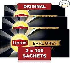 "Lipton" arbata, juoda arbata, "Earl Grey", turtingo skonio ir aromato, sertifikuota "Rainforest Alliance", augalinės kilmės arbatos maišeliai, 3 pakuotės, 300 arbatos maišelių