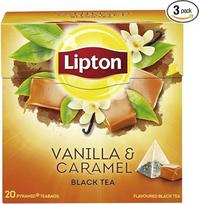 "Lipton" juodoji arbata vanilinė karamelė, skirta mėgautis aromatinga arbata iš tvaraus auginimo 20 maišelių