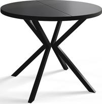 "Loft Lite" apvalus valgomojo stalas Išplečiamas stalo skersmuo 120 cm / 200 cm Svetainės stalas juodas su metalinėmis juodomis kojomis
