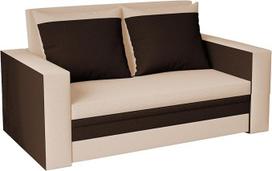 "Loft" sofa su miego funkcija ir lovos dėže, sofa su 2 sėdimomis vietomis, sofa-lova su pagalvėle, patogus audinys, 150 x 80 x 83 cm, kreminė/ruda